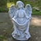 16.5" Stone Gray Angel Decorative Outdoor Garden Bird Feeder Statue
